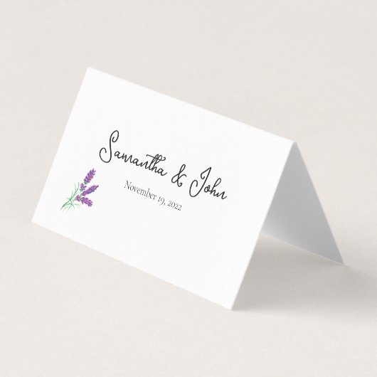Elegant Lavender Folded Place Card - Aanpassen Kaart (Voorkant)
