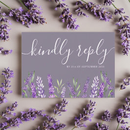 Elegant Lavender & Foliage RSVP Wedding Kaartje