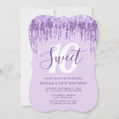 Elegant lavender glitter druppelt zestien zoete va kaart (Voorkant)