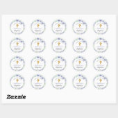 Elegant Lavender Gold Cross Baby Baptisme Ronde Sticker (Vel)