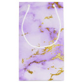 Elegant Lavender Gold Faux Metallic Marmer Patroon Klein Cadeauzakje (Achterkant)