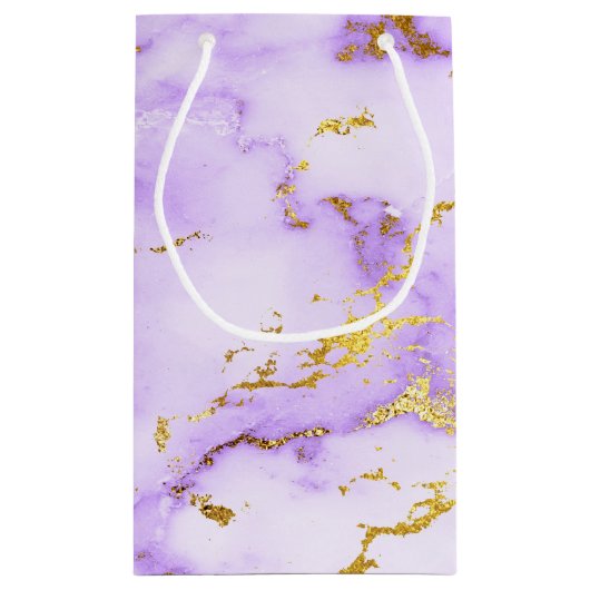 Elegant Lavender Gold Faux Metallic Marmer Patroon Klein Cadeauzakje (Achterkant)