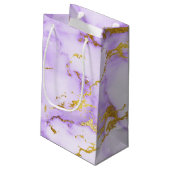 Elegant Lavender Gold Faux Metallic Marmer Patroon Klein Cadeauzakje (Achterkant Gekanteld)