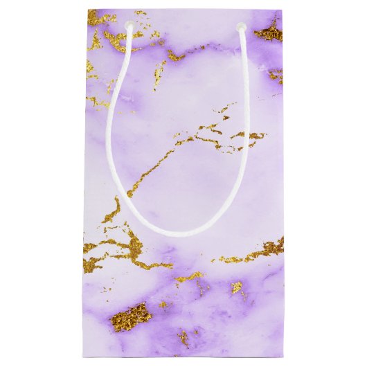 Elegant Lavender Gold Faux Metallic Marmer Patroon Klein Cadeauzakje (Voorkant)