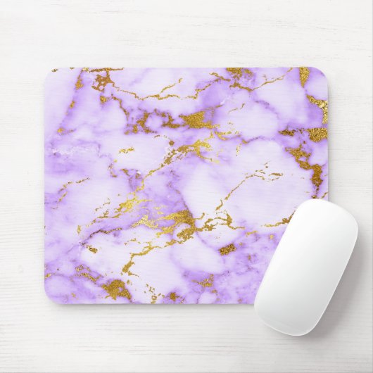 Elegant Lavender Gold Faux Metallic Marmer Patroon Muismat (Met muis)