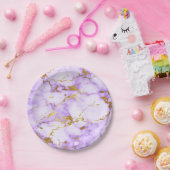 Elegant Lavender Gold Faux Metallic Marmer Patroon Papieren Bordje (Feest)