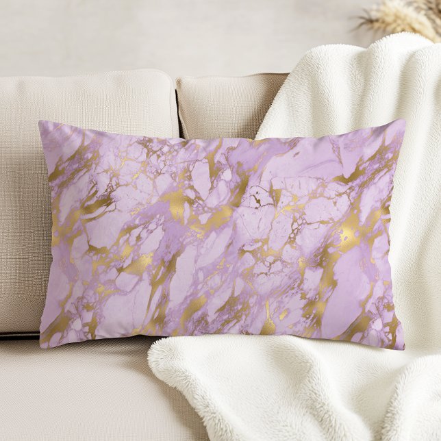 Elegant Lavender Gold Marble Accent Kussen (Creator heeft geüpload)