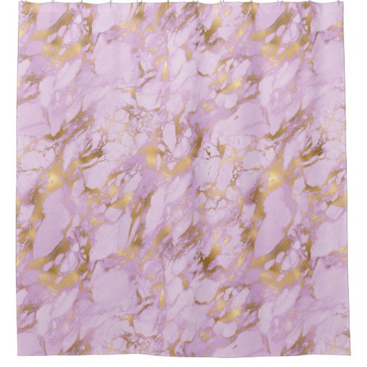 Elegant Lavender Gold Marble Douchegordijn (Voorkant)