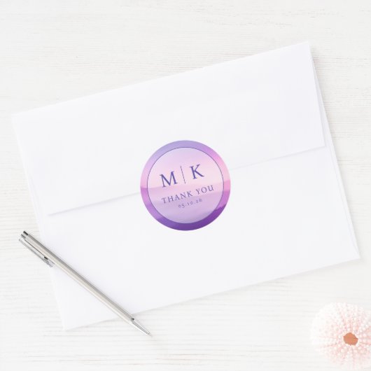 Elegant Lavender Gradient Circle Ronde Sticker (Envelop)