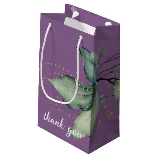 Elegant Lavender Greenery Wedding Favor Gift Bag Klein Cadeauzakje (Achterkant Gekanteld)