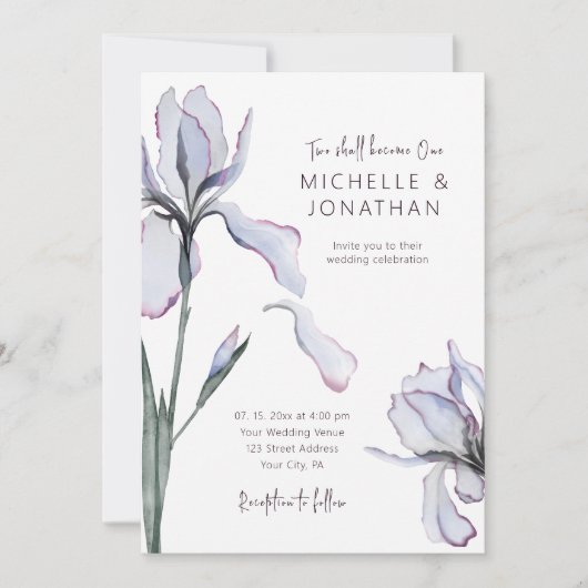 Elegant Lavender Iris Floral Christelijk Wedding Kaart (Voorkant)