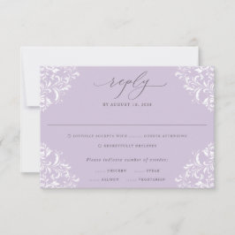 Elegant Lavender Lila  Klassieke bruiloft RSVP Kaartje