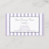 Elegant Lavender Lila Paars Stripe Silver Grey Visitekaartje (Achterkant)