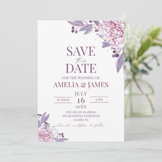 Elegant Lavender Lila Photo Arch Boho Invitation Kaart (Staand voorkant)