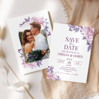 Elegant Lavender Lila Photo Arch Boho Invitation Kaart