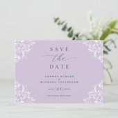 Elegant Lavender Lila Vintage Wedding Save The Date (Staand voorkant)