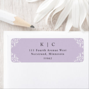 Elegant Lavender Lila Wedding Return Address Etiket