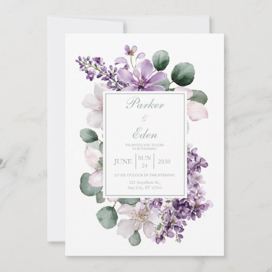 Elegant Lavender Lilac Eucalyptus Watercolor Kaart (Voorkant)