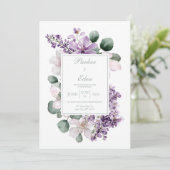 Elegant Lavender Lilac Eucalyptus Watercolor Kaart (Staand voorkant)