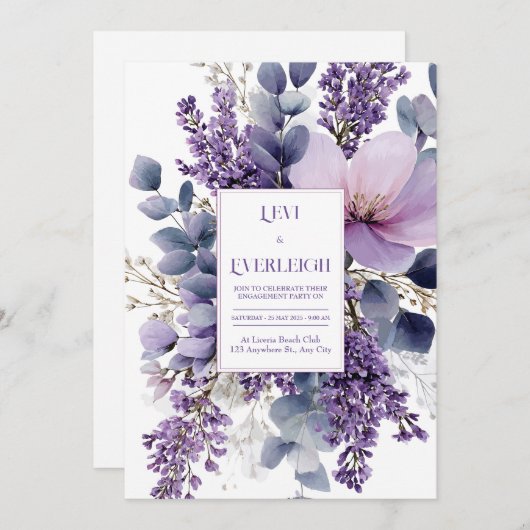 Elegant Lavender Lilac Eucalyptus Watercolor Kaart (Voorkant / Achterkant)