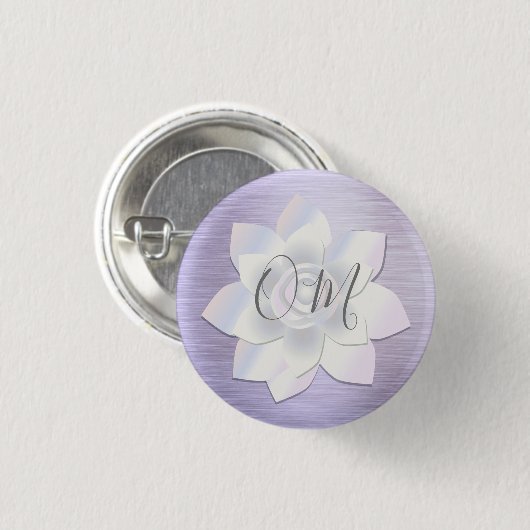 Elegant Lavender Lotus OM Ronde Button 3,2 Cm (Voorkant /achterkant)