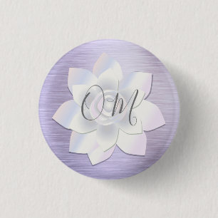 Elegant Lavender Lotus OM Ronde Button 3,2 Cm