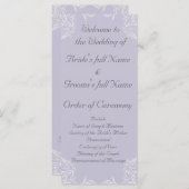 Elegant Lavender met White Swirls Wedding Programmakaart (Voorkant / Achterkant)