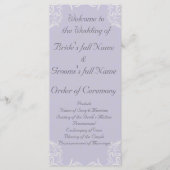 Elegant Lavender met White Swirls Wedding Programmakaart (Voorkant)