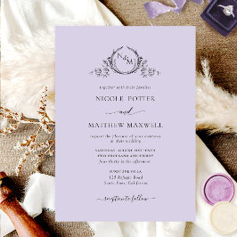 Elegant Lavender Monogram Wedding Kaart
