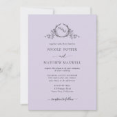 Elegant Lavender Monogram Wedding Kaart (Voorkant)