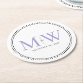 Elegant Lavender Monogram Wedding Ronde Kartonnen Onderzetter (Gebogen)