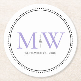 Elegant Lavender Monogram Wedding Ronde Kartonnen Onderzetter