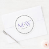 Elegant Lavender Monogram Wedding Ronde Sticker (Envelop)