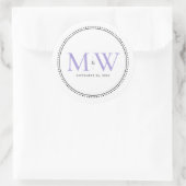 Elegant Lavender Monogram Wedding Ronde Sticker (Tas)