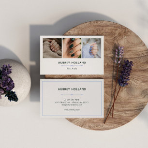 Elegant Lavender Nail Artist Photo Collage Visitekaartje