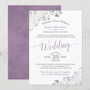 Elegant Lavender on White Wedding Livestream Kaart