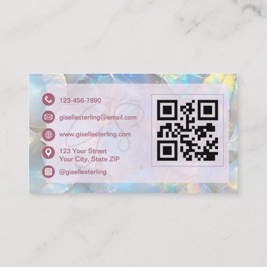 Elegant Lavender Opal QR Code Professional Visitekaartje (Achterkant)
