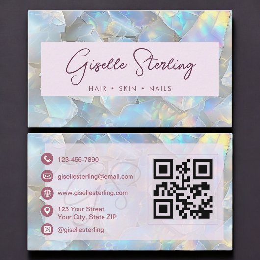 Elegant Lavender Opal QR Code Professional Visitekaartje