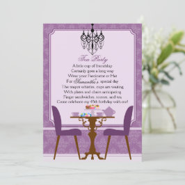 Elegant Lavender Paars Damask Birthday Tea Party Kaart