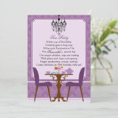 Elegant Lavender Paars Damask Birthday Tea Party Kaart (Staand voorkant)