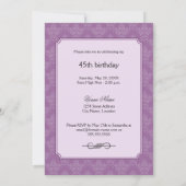 Elegant Lavender Paars Damask Birthday Tea Party Kaart (Achterkant)