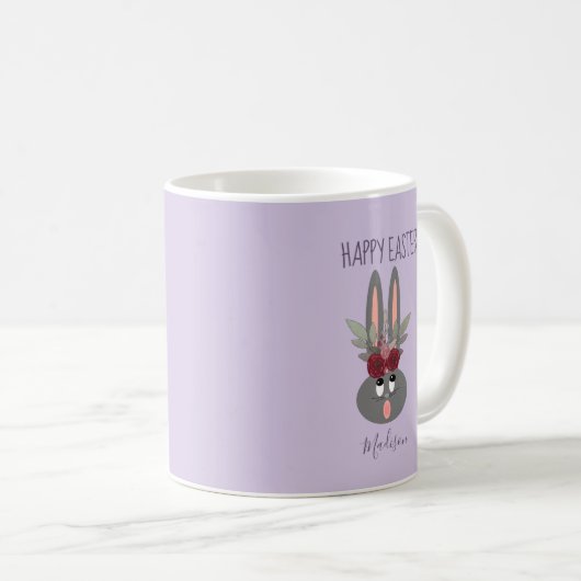 Elegant Lavender Paars Easter Bunny , gepersonalis Koffiemok (Voorkant rechts)