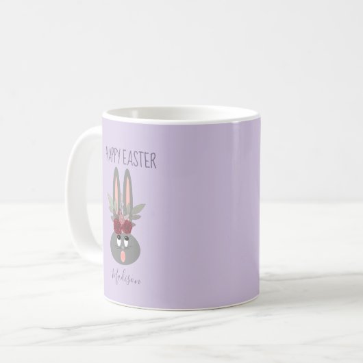 Elegant Lavender Paars Easter Bunny , gepersonalis Koffiemok (Voorkant links)