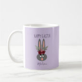 Elegant Lavender Paars Easter Bunny , gepersonalis Koffiemok (Links)