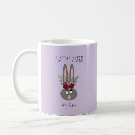 Elegant Lavender Paars Easter Bunny , gepersonalis Koffiemok (Links)