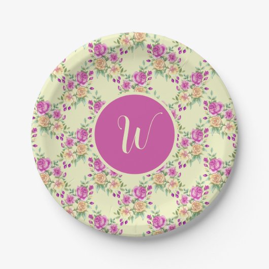 Elegant  Lavender Paars Floral Pattern Papieren Bordje (Voorkant)