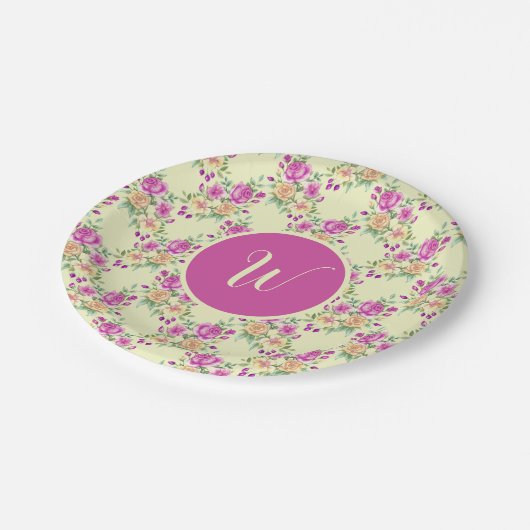 Elegant  Lavender Paars Floral Pattern Papieren Bordje (Gekanteld)
