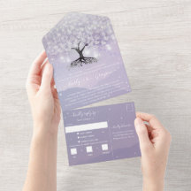 Elegant Lavender Paars Heart Leaf Tree Wedding