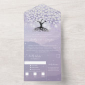 Elegant Lavender Paars Heart Leaf Tree Wedding All In One Uitnodiging (Binnen)