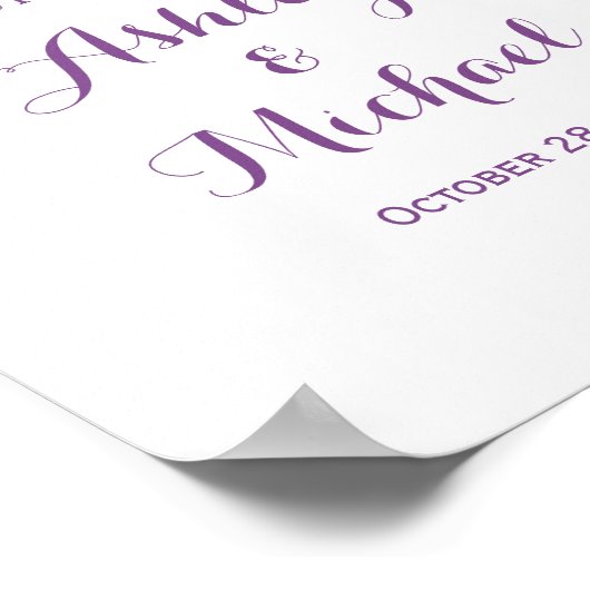 Elegant Lavender Paars Lace Wedding Sign Poster (Hoek)